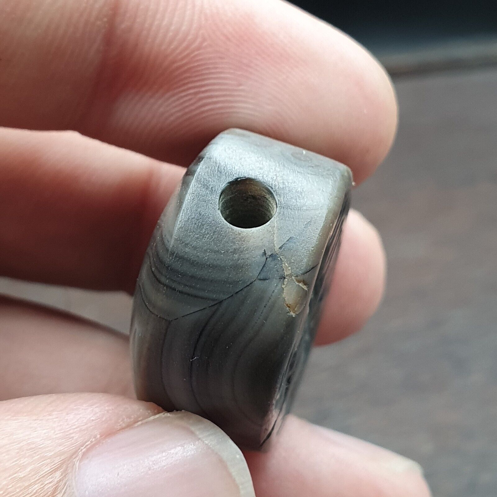 Antient Antique Babylonian intaglio Agate Bead, Stamp Seal