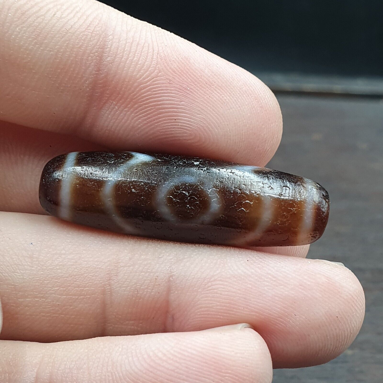 High Quality Tibetan 3 Eyes Unique pattern Agate stone Dzi Bead Amulet CT-10