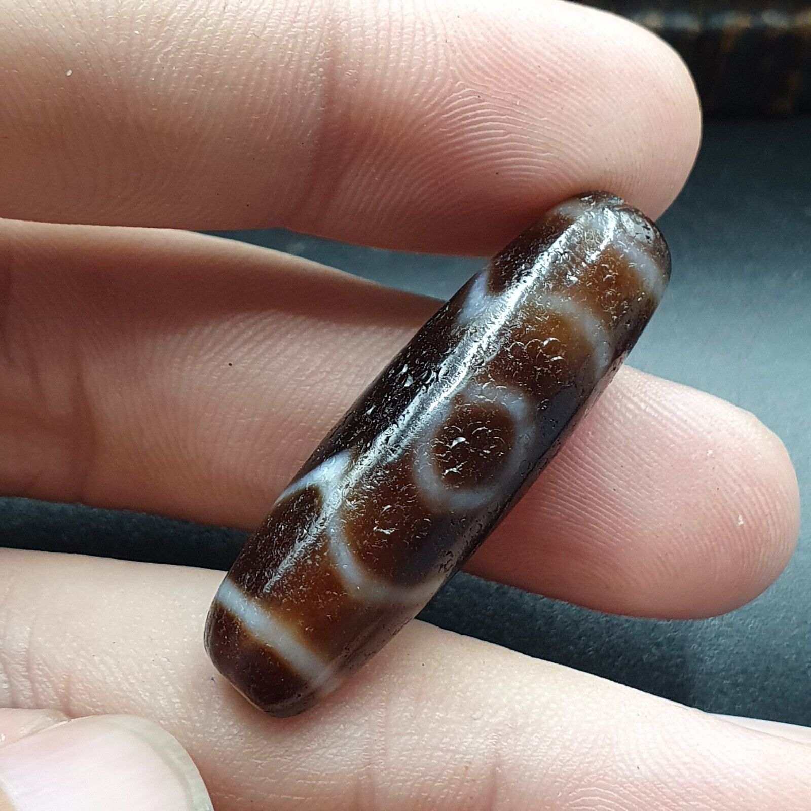 High Quality Tibetan 3 Eyes Unique pattern Agate stone Dzi Bead Amulet CT-10