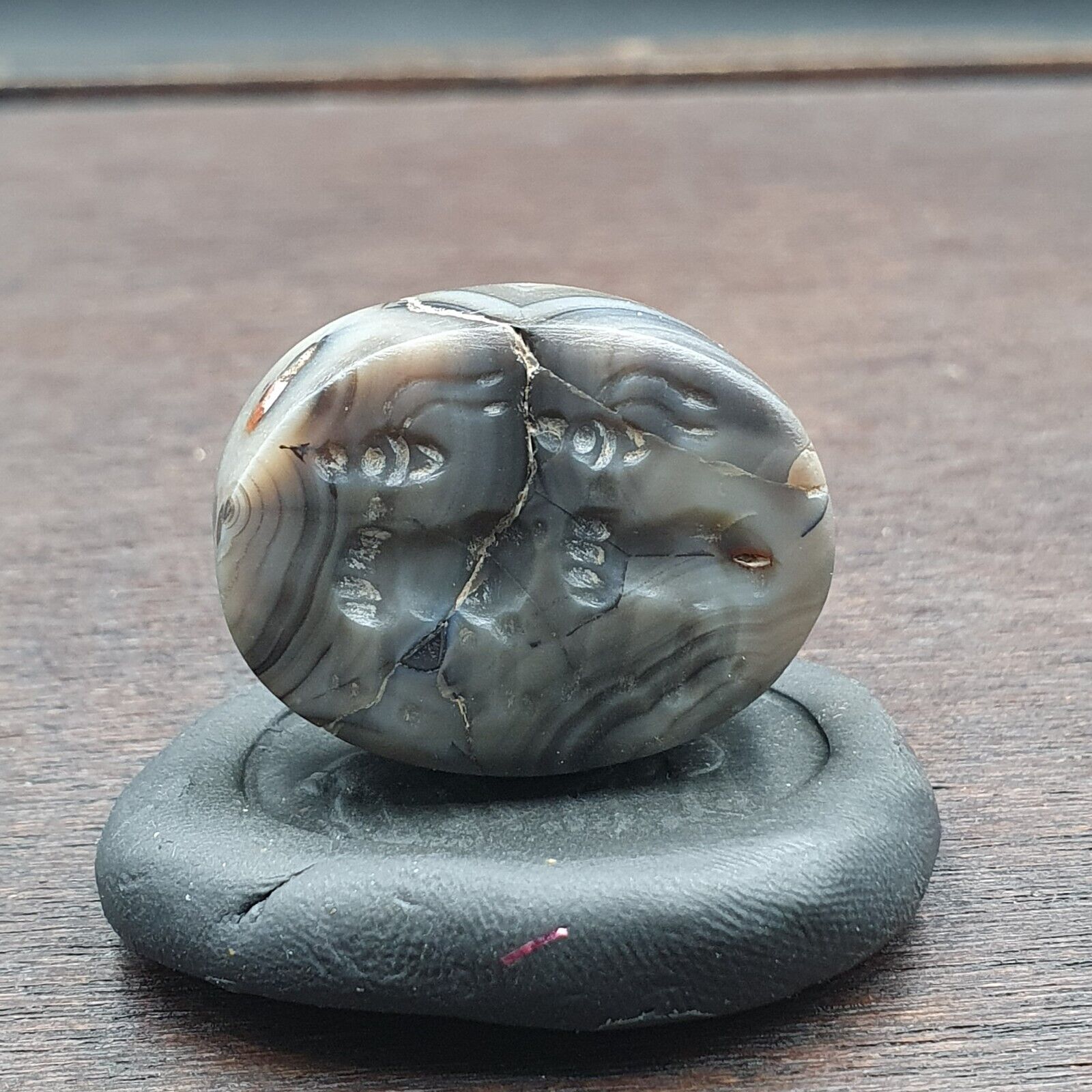 Antient Antique Babylonian intaglio Agate Bead, Stamp Seal