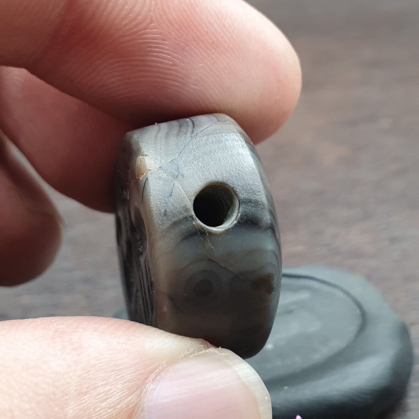 Antient Antique Babylonian intaglio Agate Bead, Stamp Seal