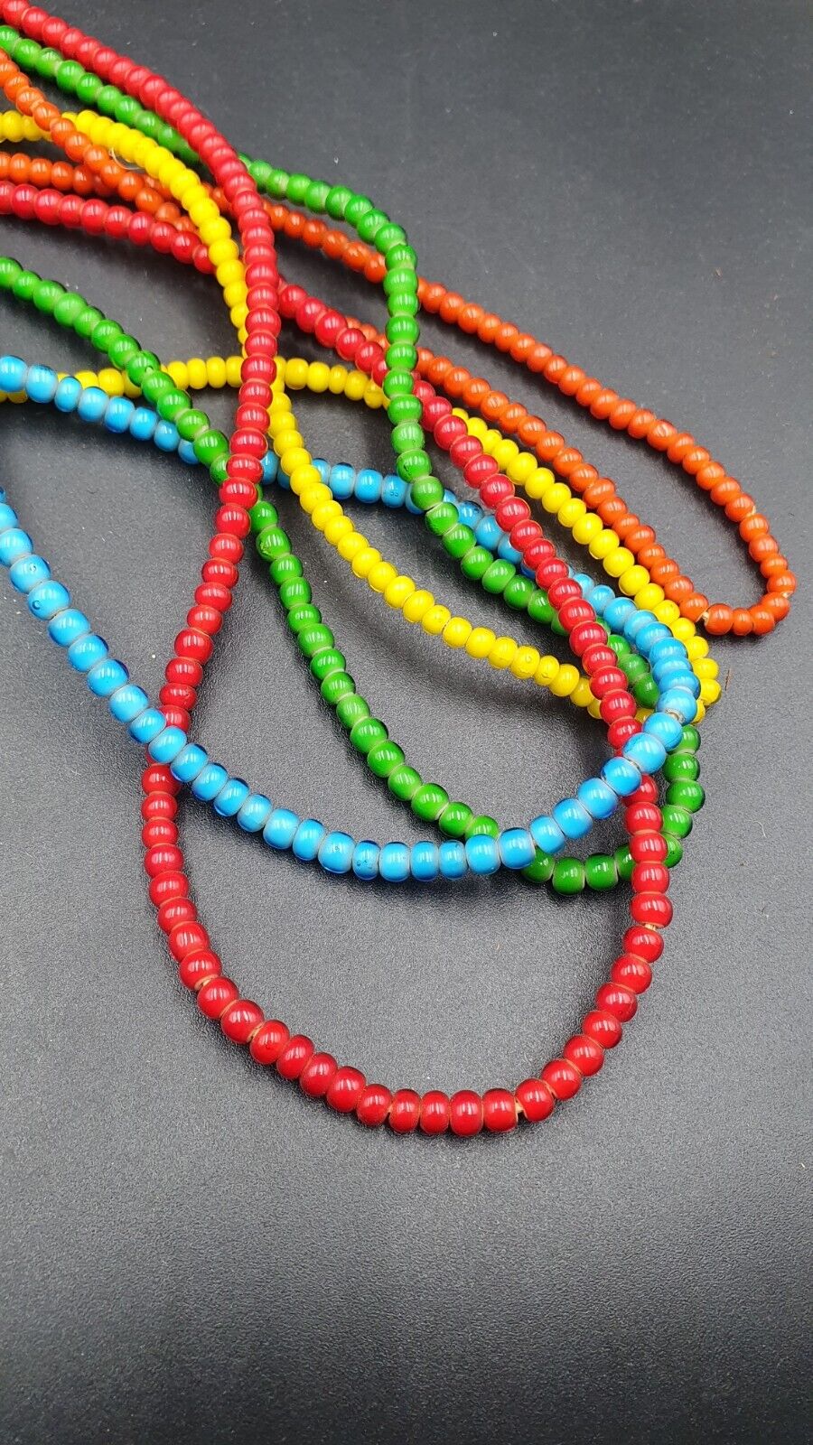 Lot 5 Strands 4-4.5mm Antique Venetian White Heart Trade Beads long strands