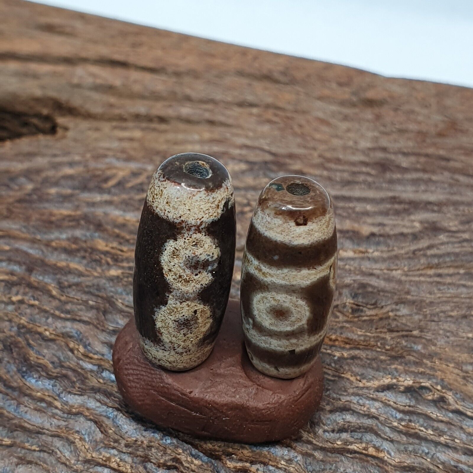 Lot 2 Eye Bead Tibetan dzi bead old amulet Agate Tibet gzi pendant STB-6