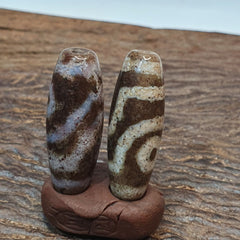 Lot 2 Eye Bead Tibetan dzi bead old amulet Agate Tibet gzi pendant STB-4