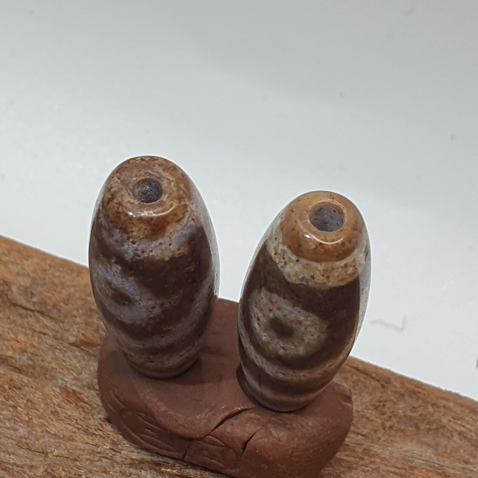 Lot 2 Eye Bead Tibetan dzi bead old amulet Agate Tibet gzi pendant STB-4