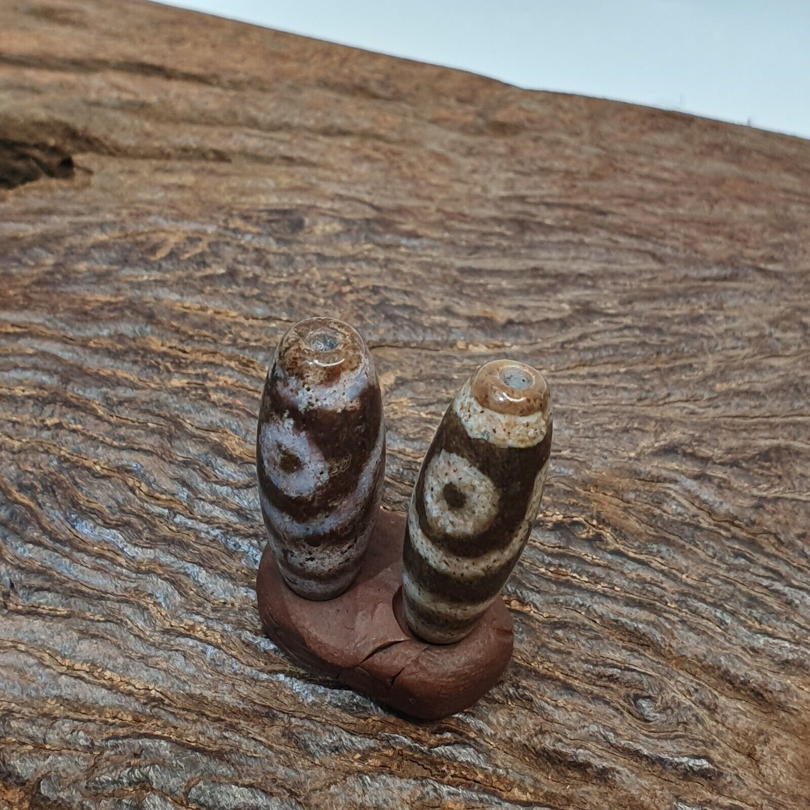 Lot 2 Eye Bead Tibetan dzi bead old amulet Agate Tibet gzi pendant STB-4