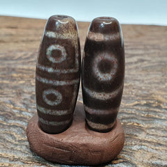 Lot 2 Eye Bead Tibetan dzi bead old amulet Agate Tibet gzi pendant STB-7