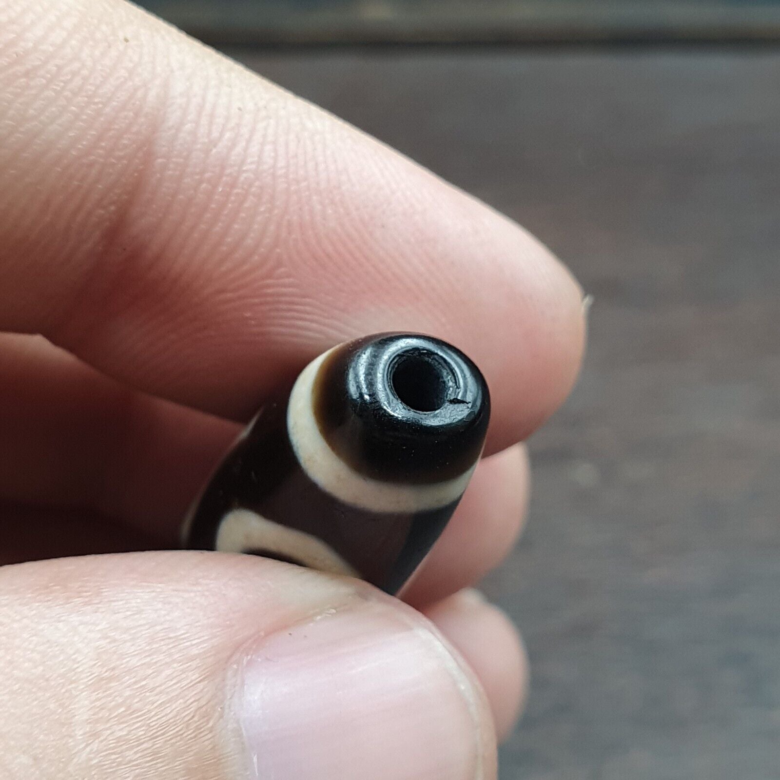 Vintage Old Himalayan Indo Tibetan Eye Agate Beads Unique pattern STB-9