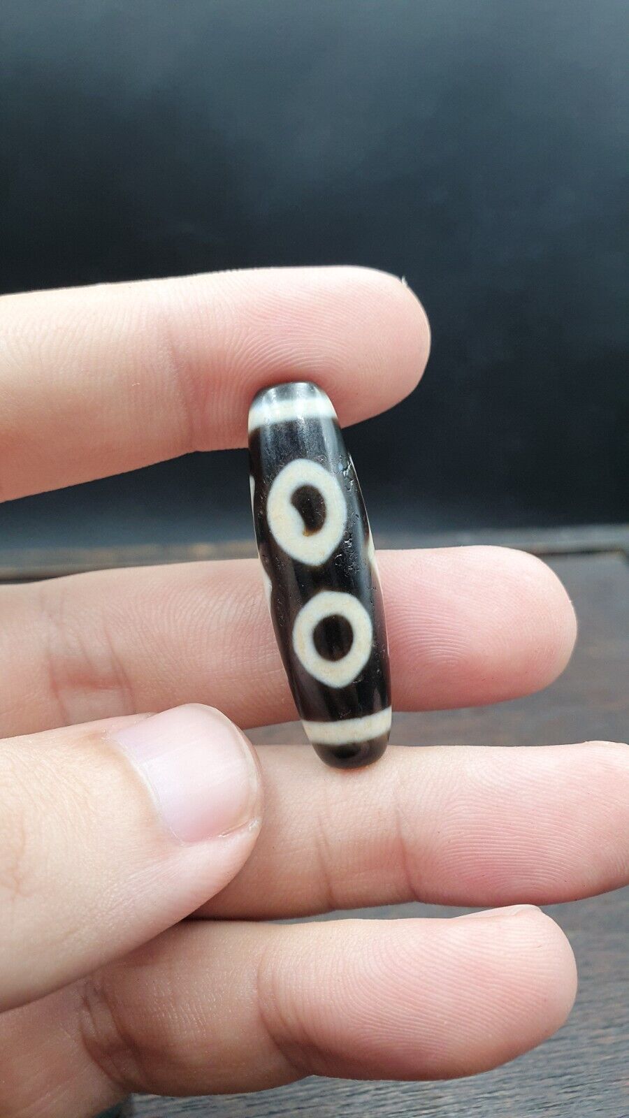 Vintage Old Himalayan Indo Tibetan Eye Agate Beads Unique pattern STB-9