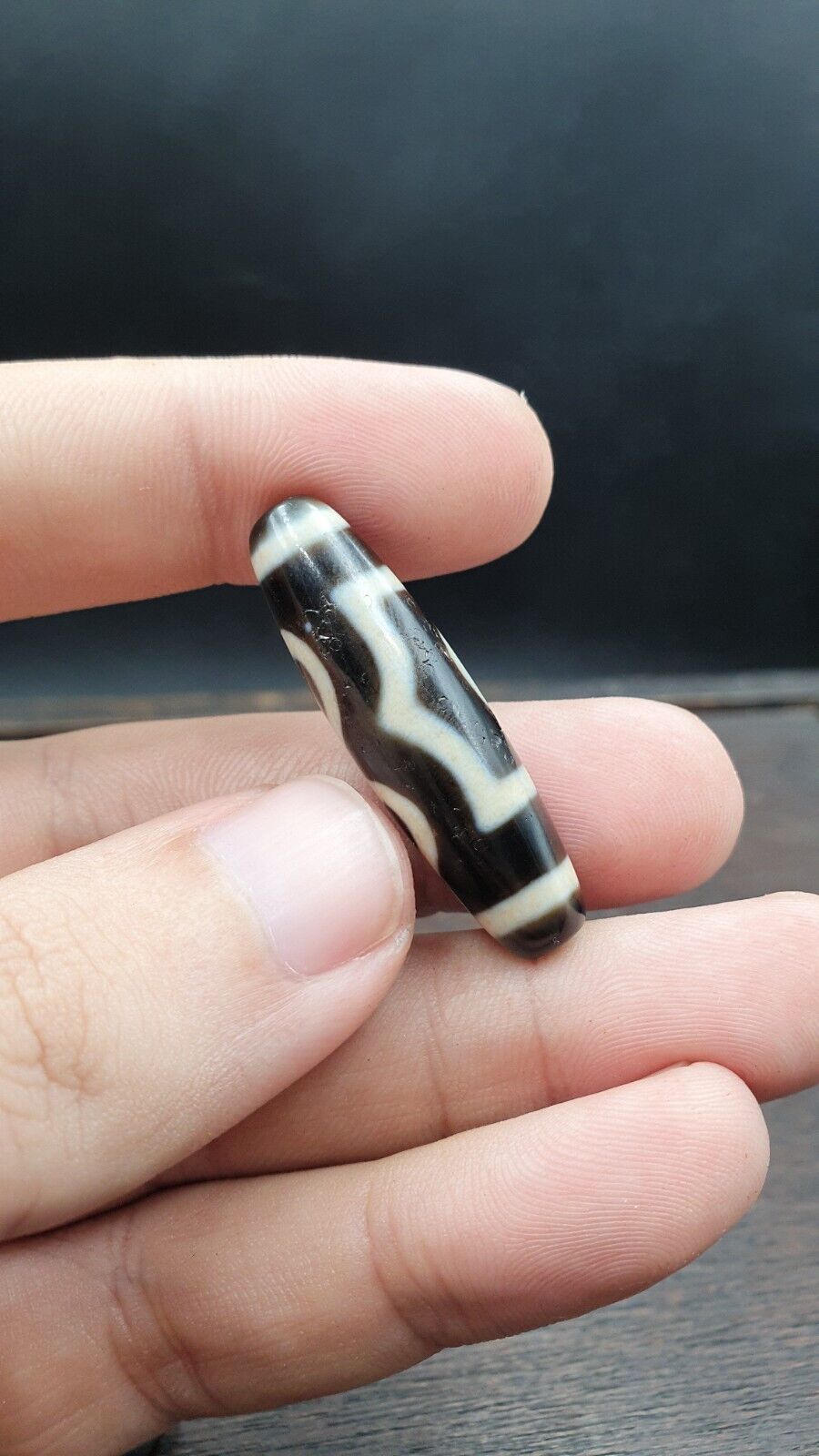 Vintage Old Himalayan Indo Tibetan Eye Agate Beads Unique pattern STB-9