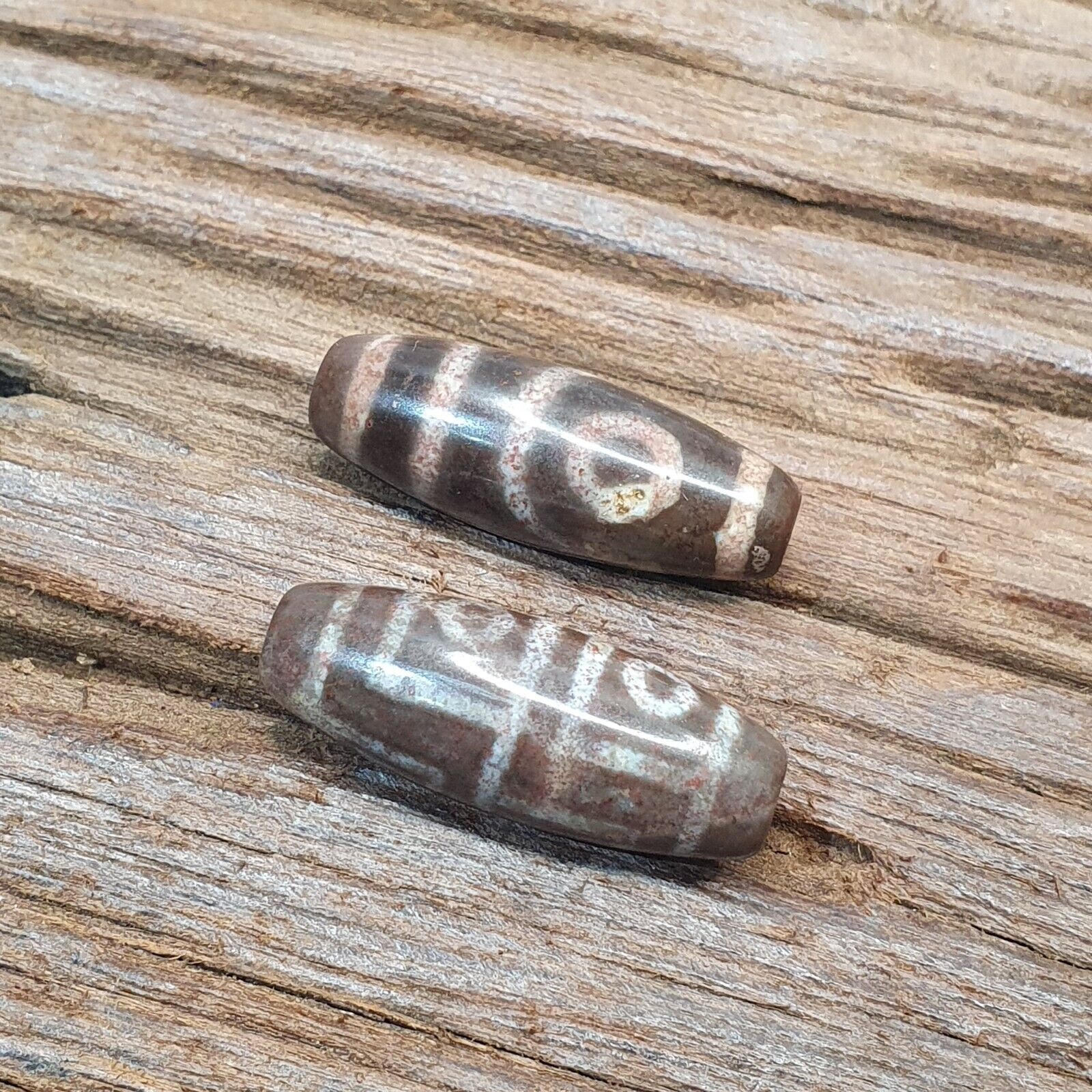 Lot 2 Eye Bead Tibetan dzi bead old amulet Agate Tibet gzi pendant STB-7