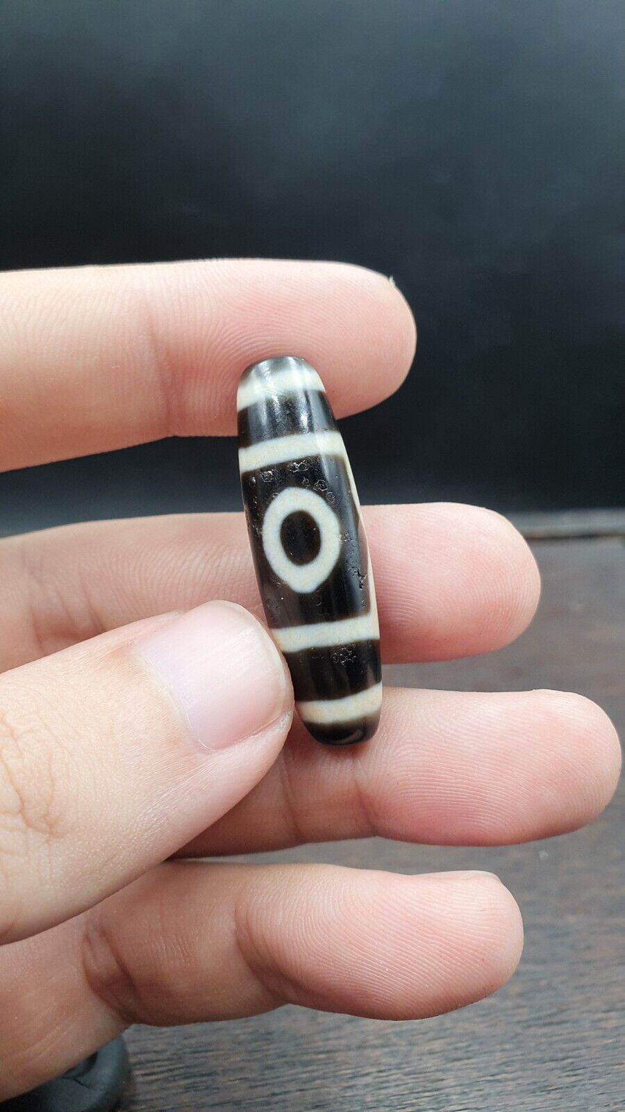 Vintage Old Himalayan Indo Tibetan Eye Agate Beads Unique pattern STB-9