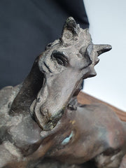 ANTIQUE Old Bronze, brass Horse Figurine with Patina