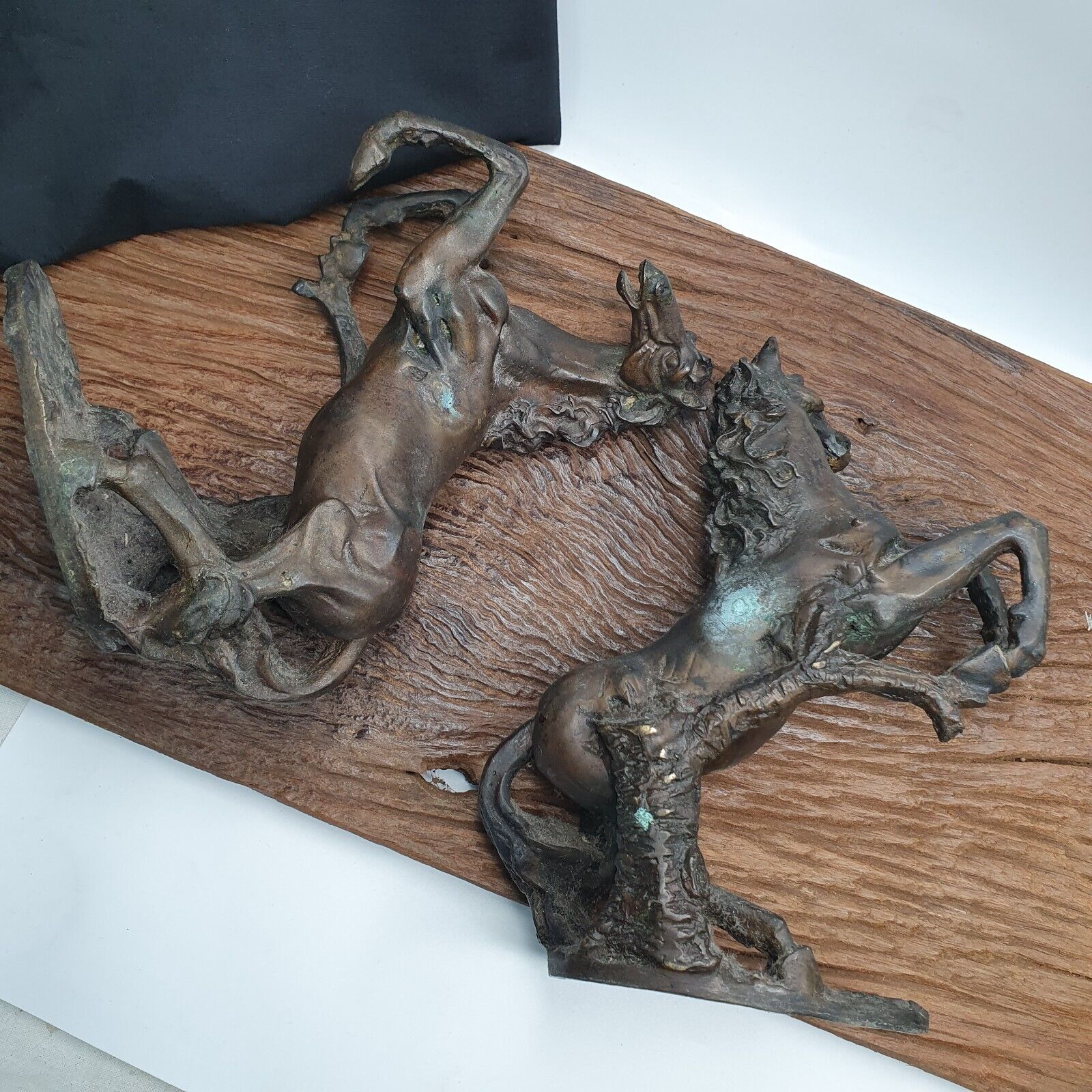 ANTIQUE Old Bronze, brass Horse Figurine with Patina