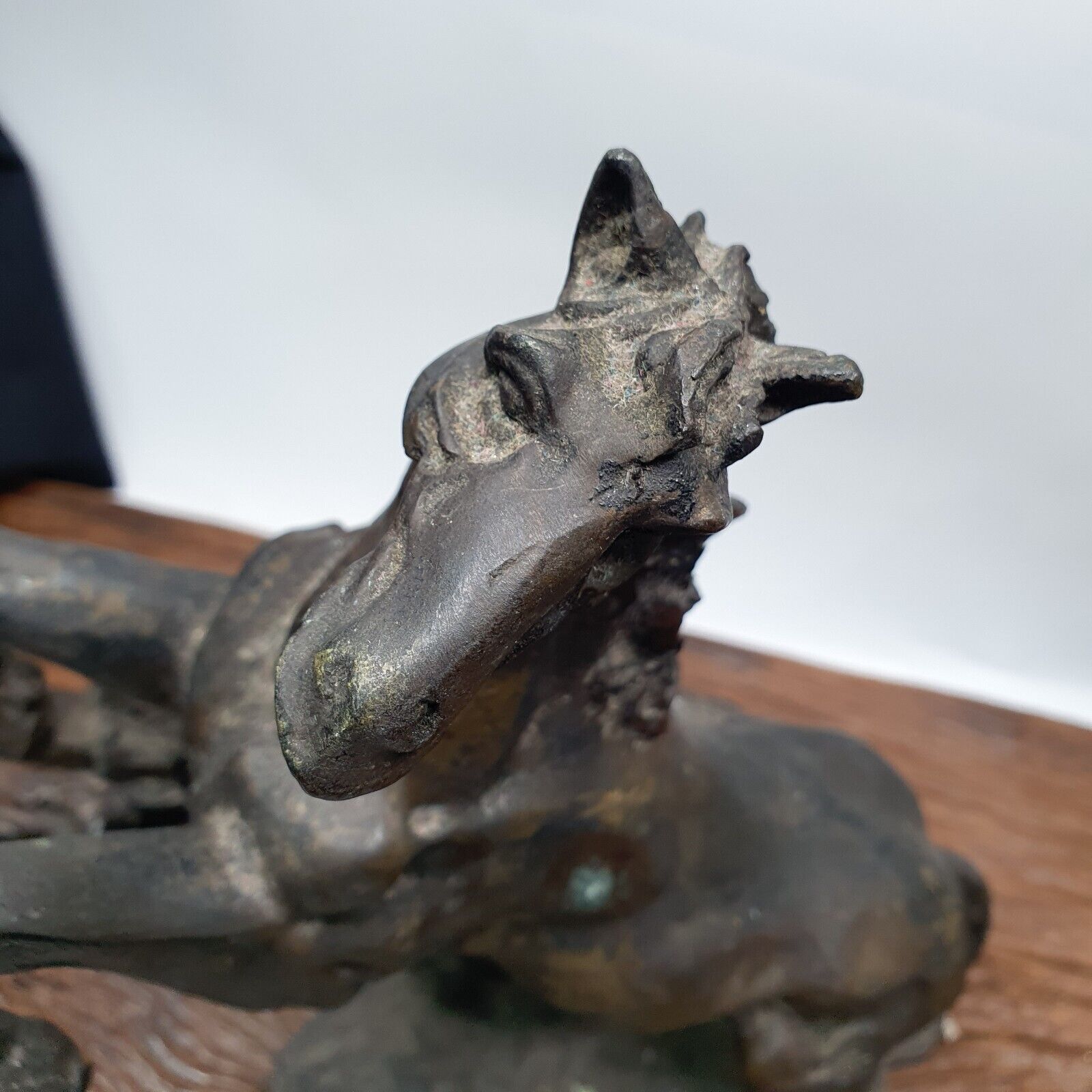 ANTIQUE Old Bronze, brass Horse Figurine with Patina