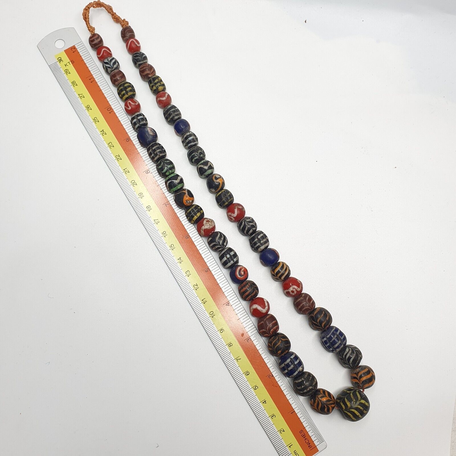 Vintage Feather Pattern Glass: Exquisite Beaded GLASS Art BEADS Necklace