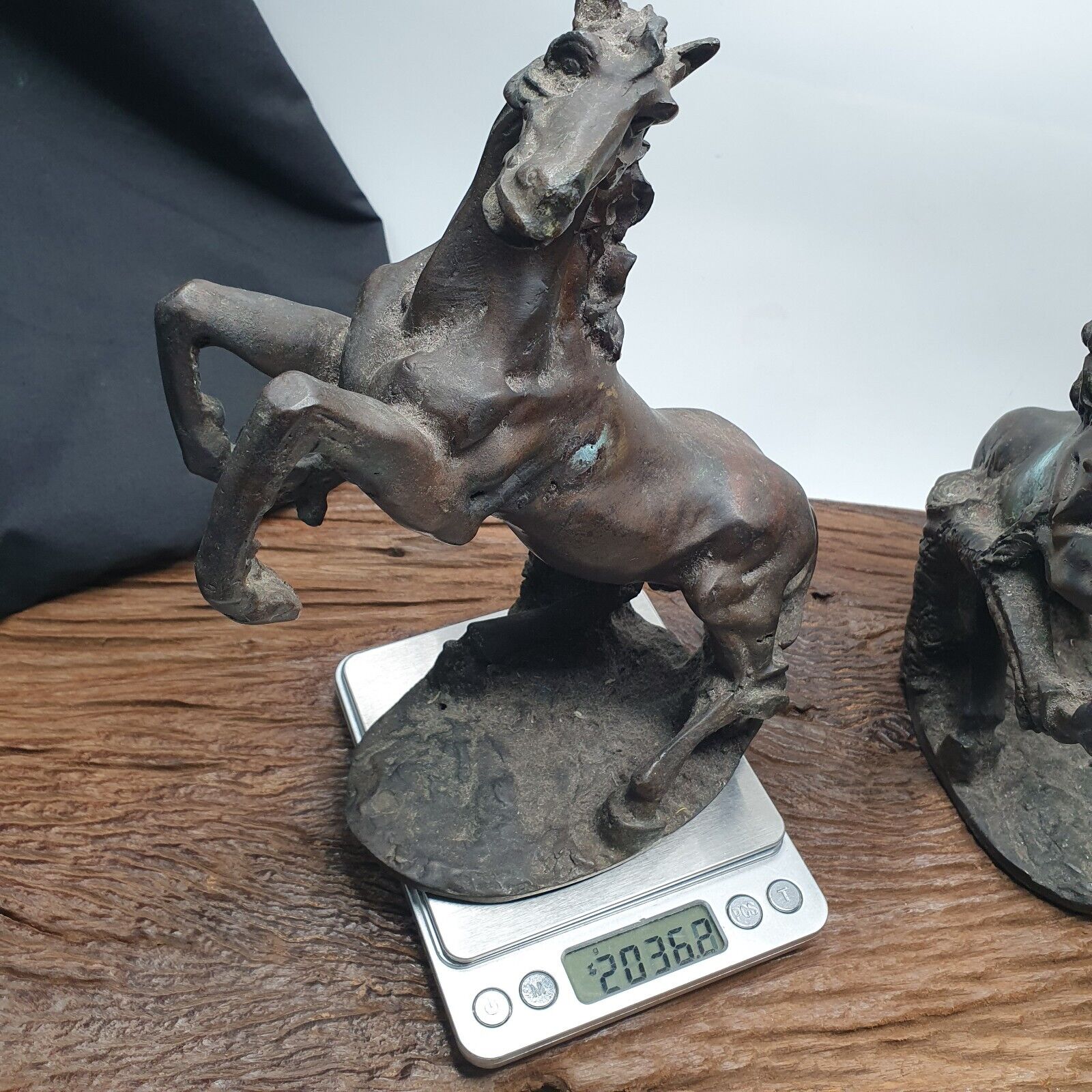 ANTIQUE Old Bronze, brass Horse Figurine with Patina
