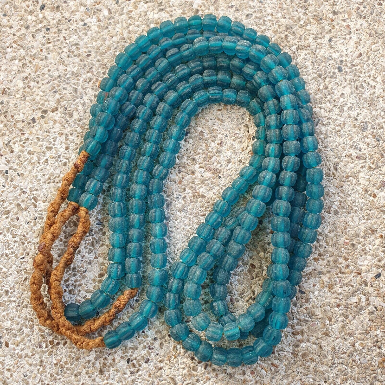BEAUTIFUL OLD AFRICAN greenish blue GLASS ANTIQUE Style BEADS 7MM