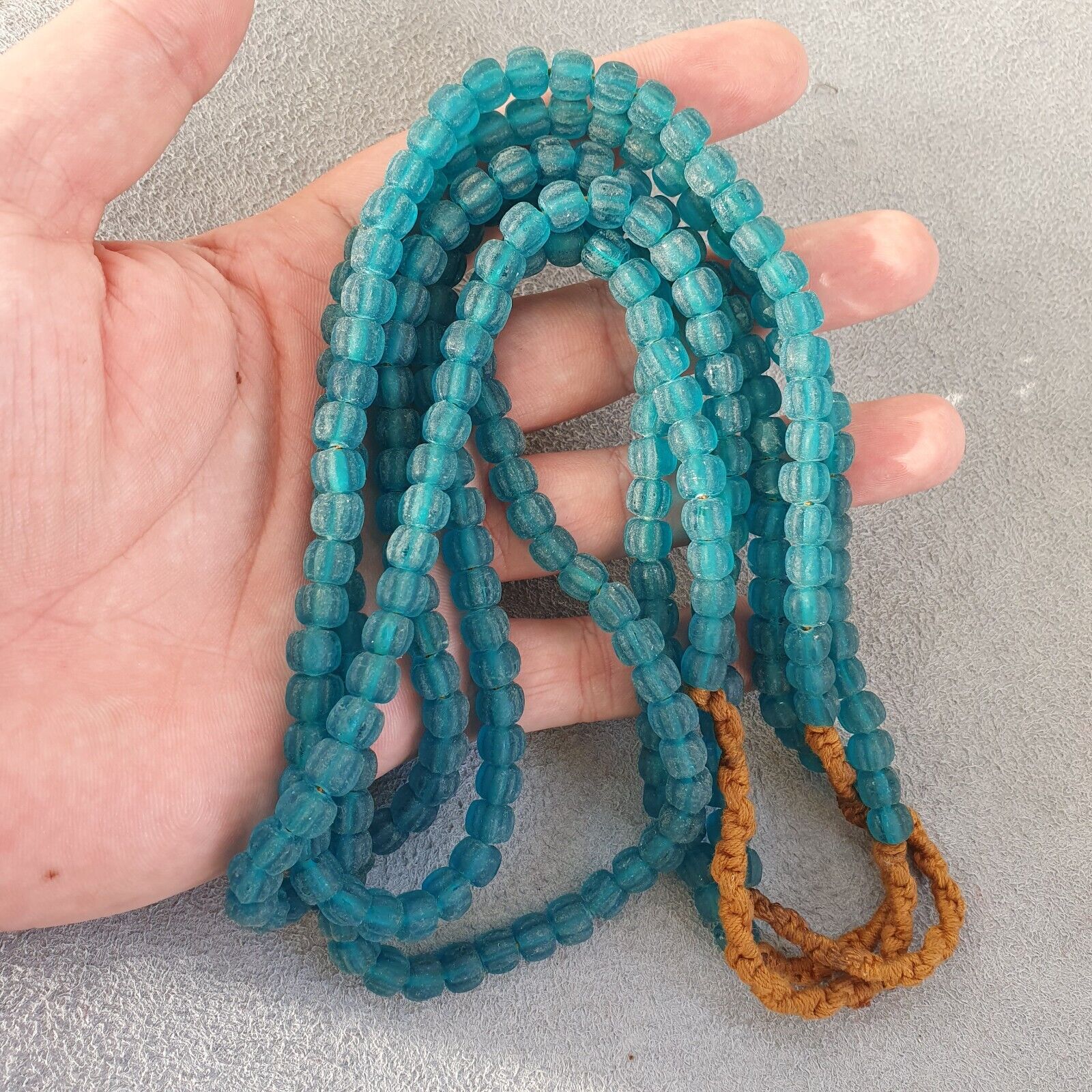 BEAUTIFUL OLD AFRICAN greenish blue GLASS ANTIQUE Style BEADS 7MM