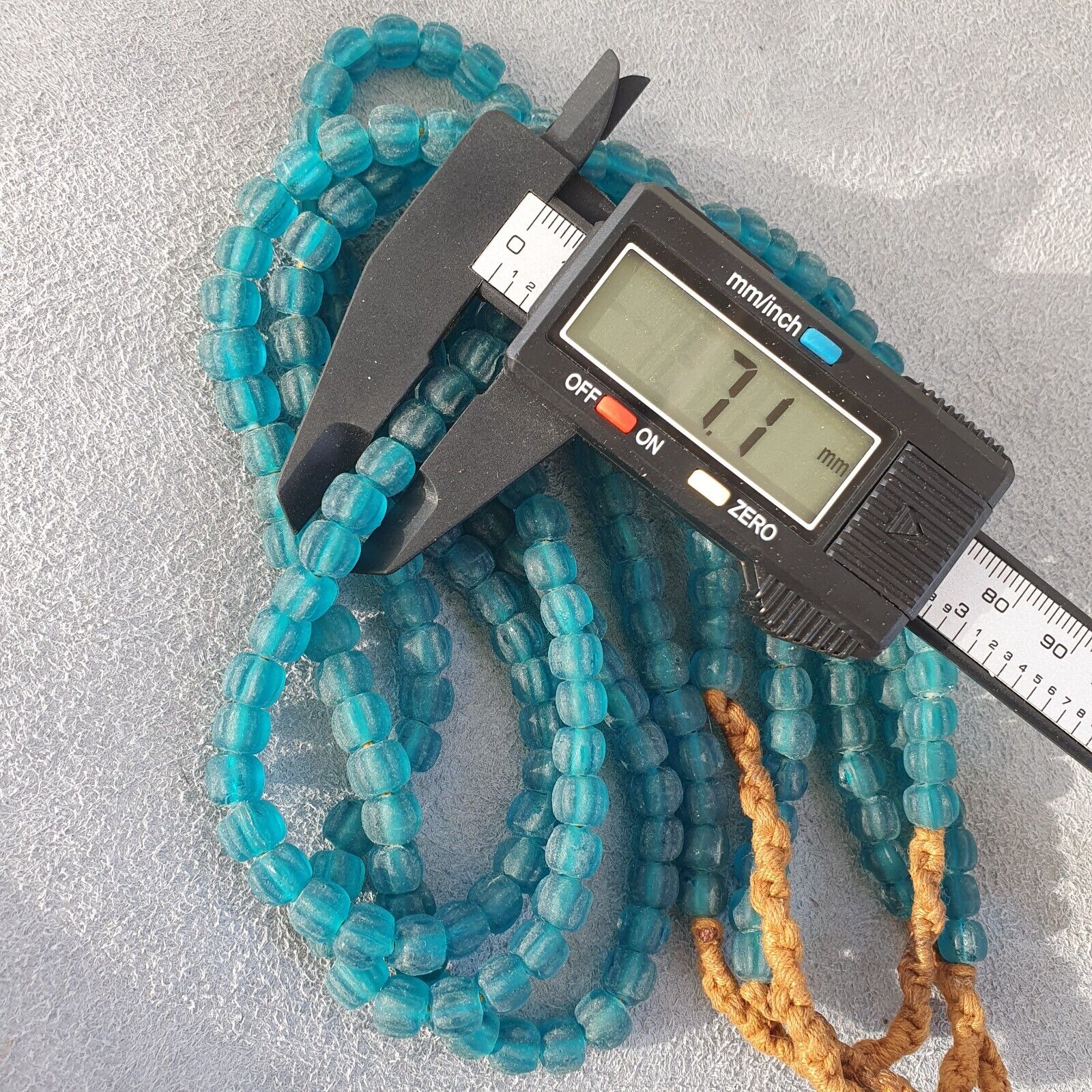 BEAUTIFUL OLD AFRICAN greenish blue GLASS ANTIQUE Style BEADS 7MM