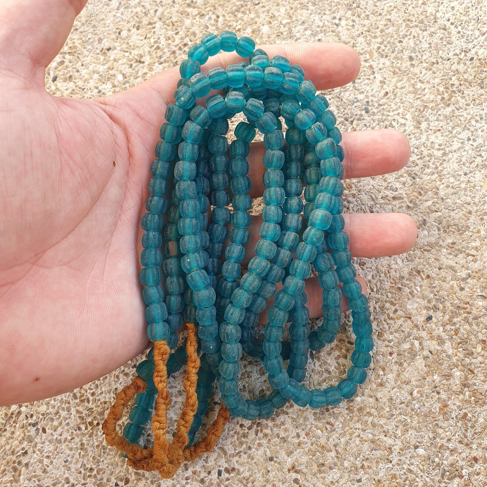 BEAUTIFUL OLD AFRICAN greenish blue GLASS ANTIQUE Style BEADS 7MM