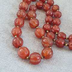 RARE Old antique Indo Tibetan Carnelian Agate Beads Melon Shape Beads necklace