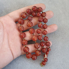 RARE Old antique Indo Tibetan Carnelian Agate Beads Melon Shape Beads necklace