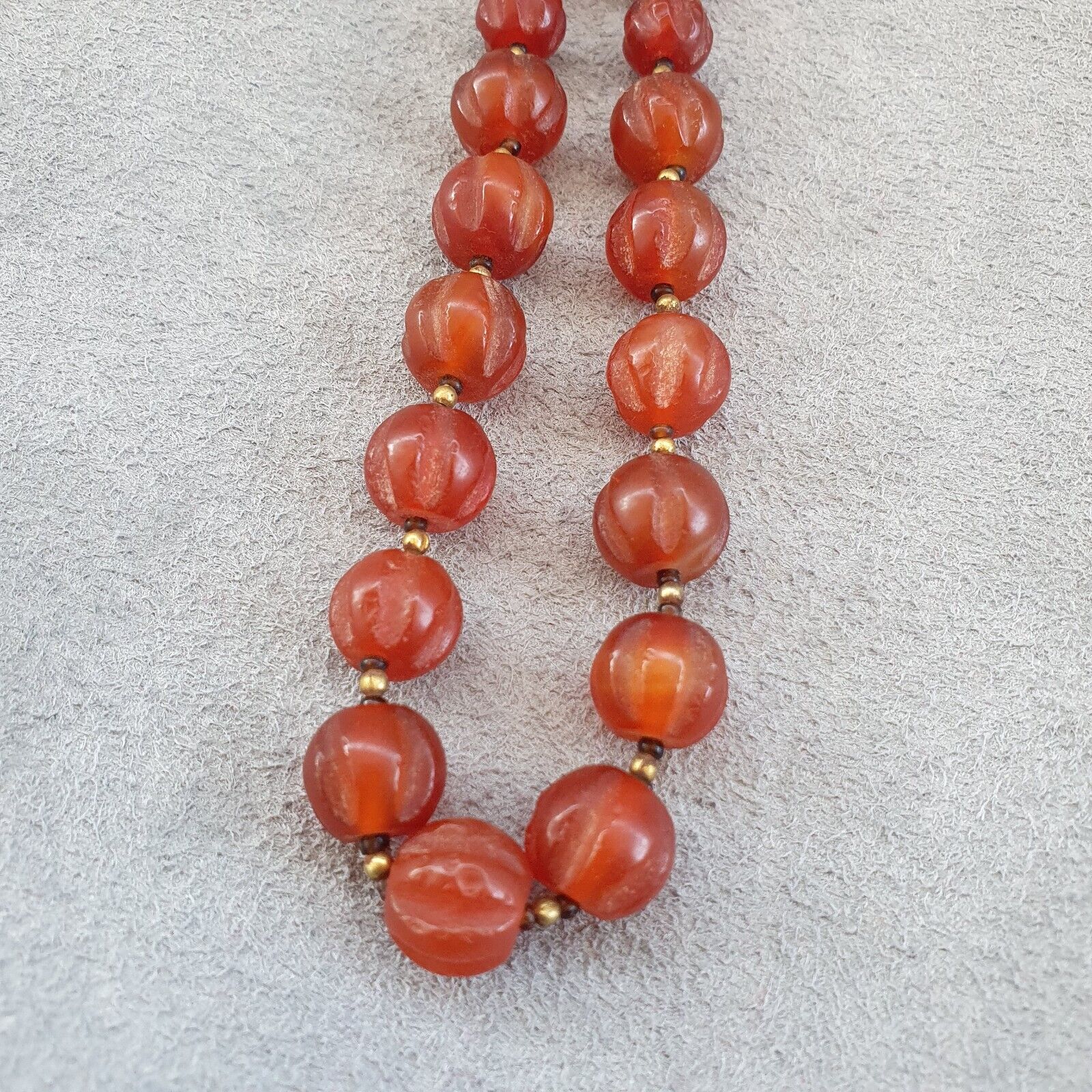 RARE Old antique Indo Tibetan Carnelian Agate Beads Melon Shape Beads necklace