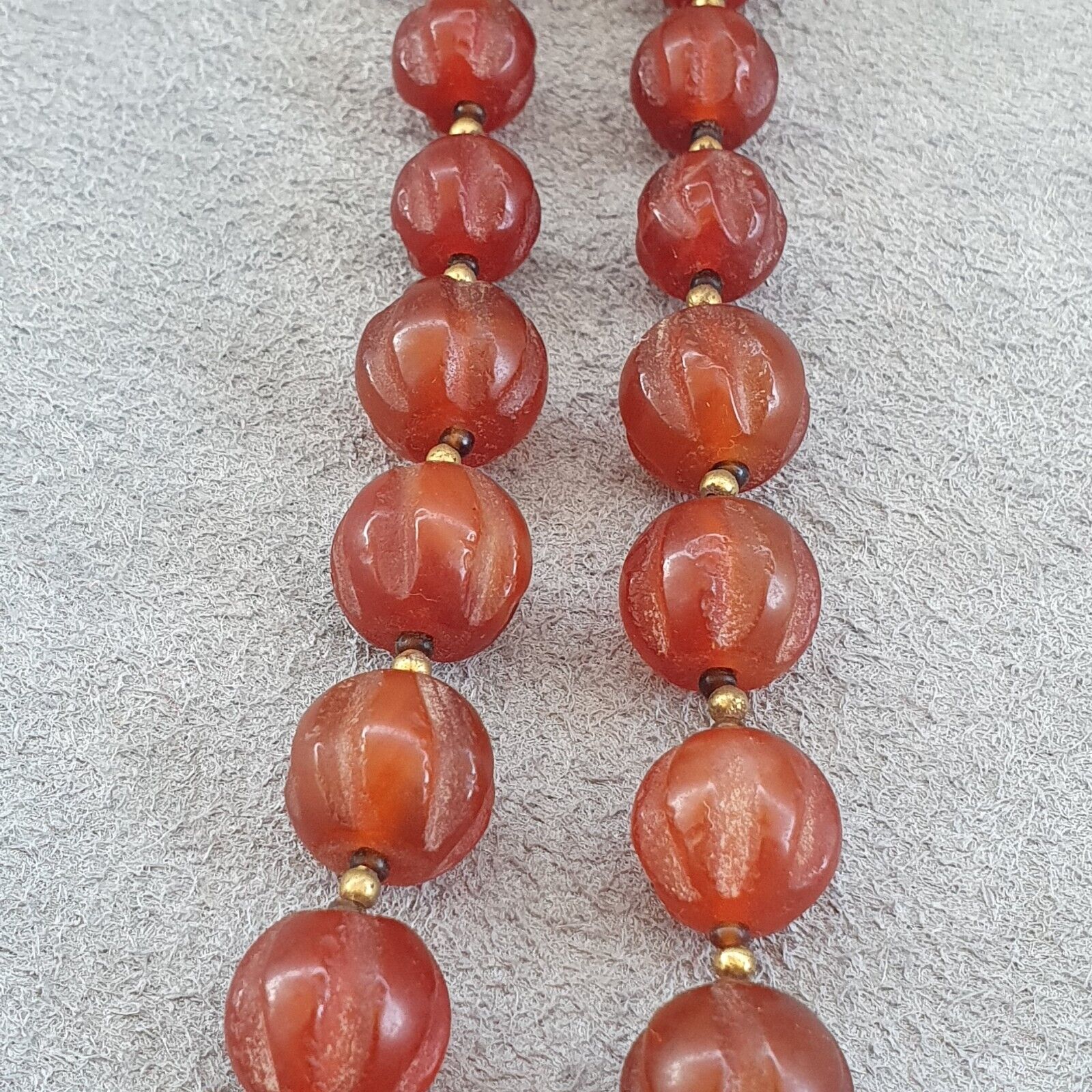 RARE Old antique Indo Tibetan Carnelian Agate Beads Melon Shape Beads necklace