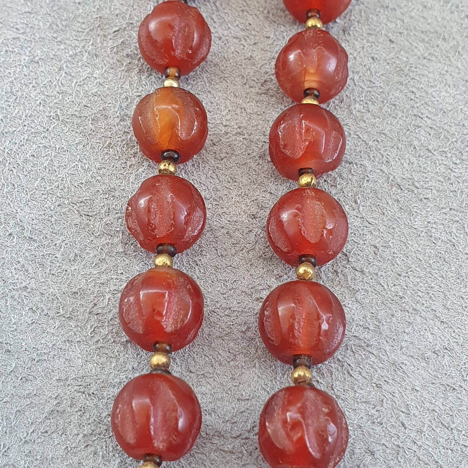 RARE Old antique Indo Tibetan Carnelian Agate Beads Melon Shape Beads necklace