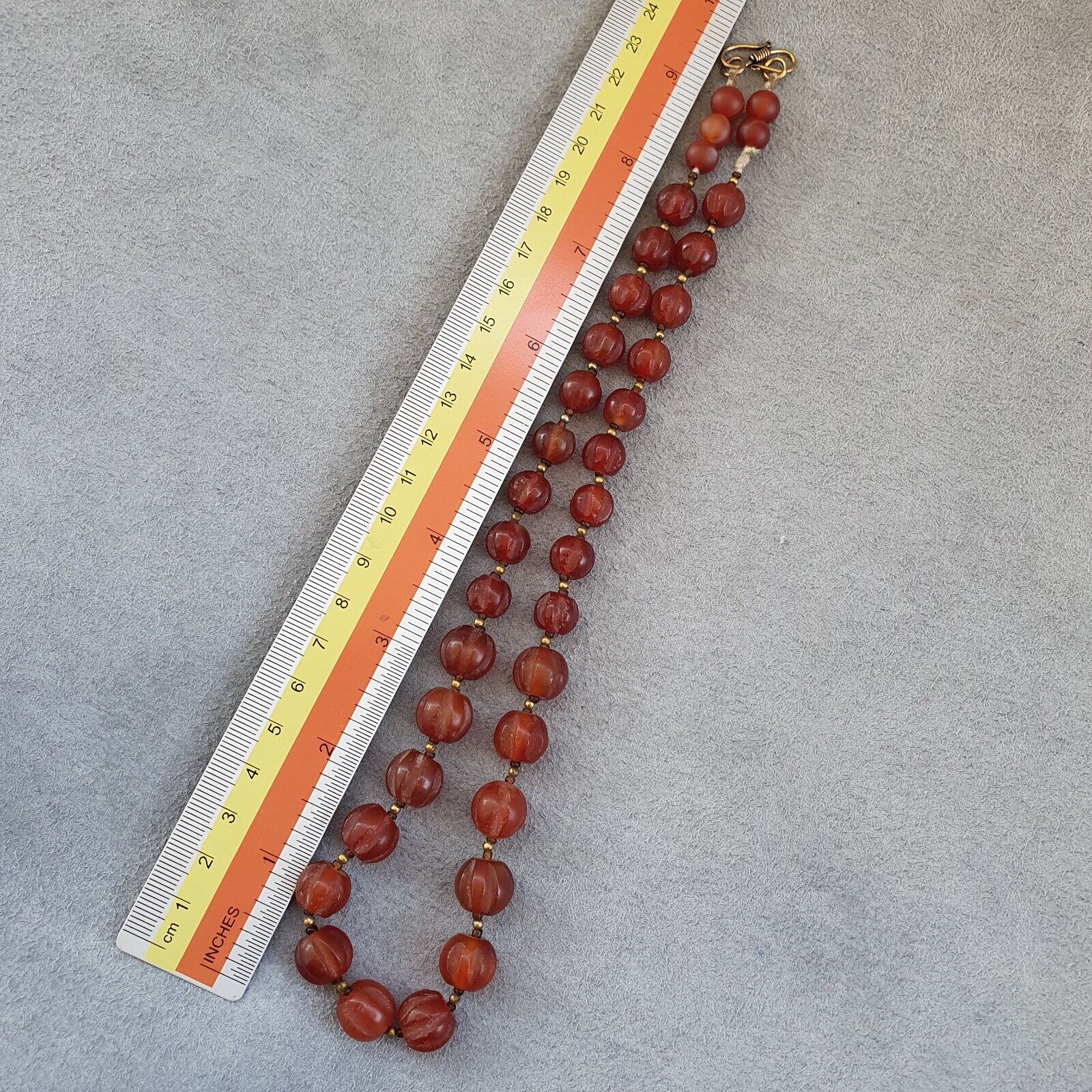 RARE Old antique Indo Tibetan Carnelian Agate Beads Melon Shape Beads necklace