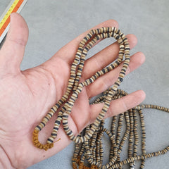 Old African White glass with Black Stripes Vintage beads Strand necklace