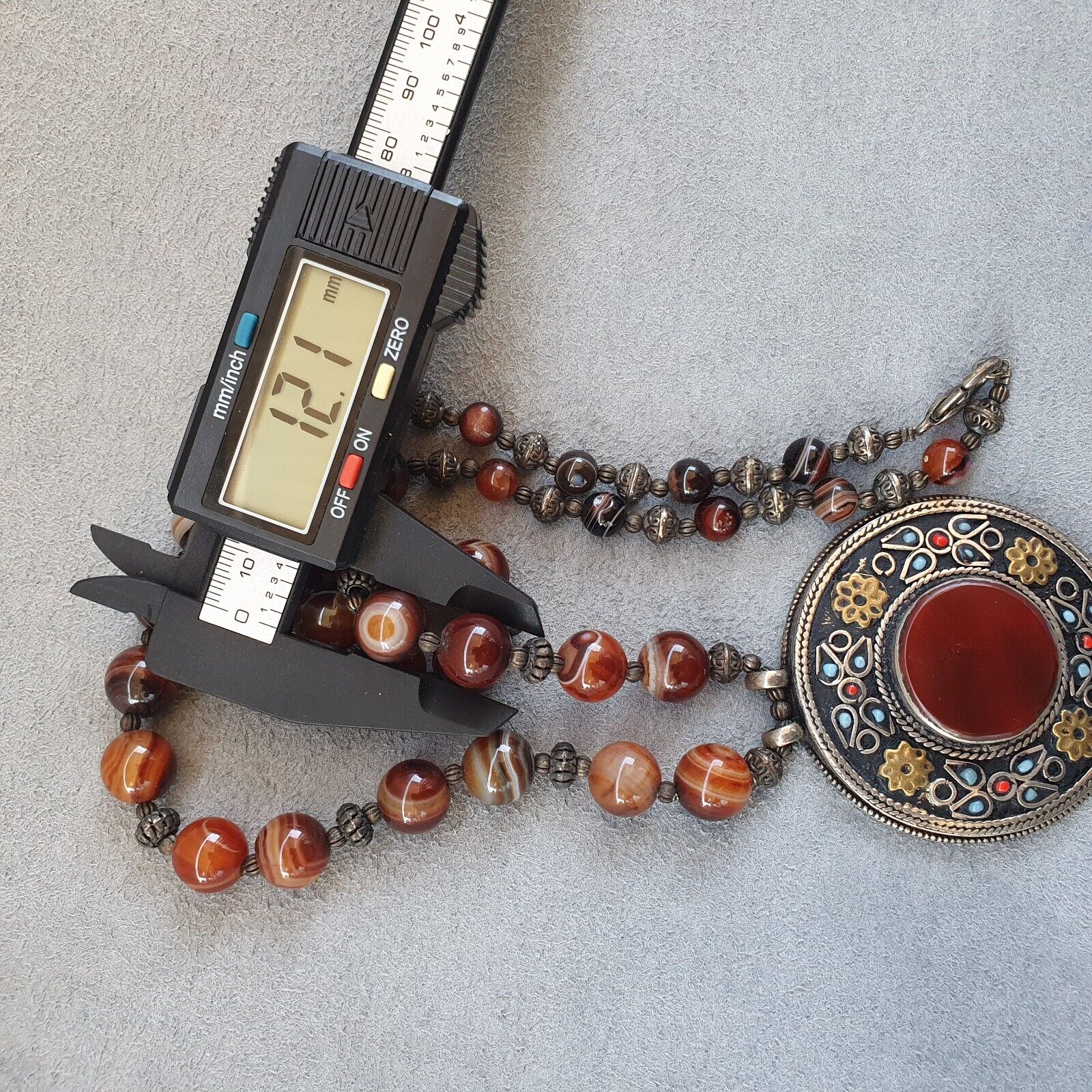 Beautiful Old Tibetan Nepalese Agate beads Antique Jewelry Necklace