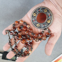 Beautiful Old Tibetan Nepalese Agate beads Antique Jewelry Necklace