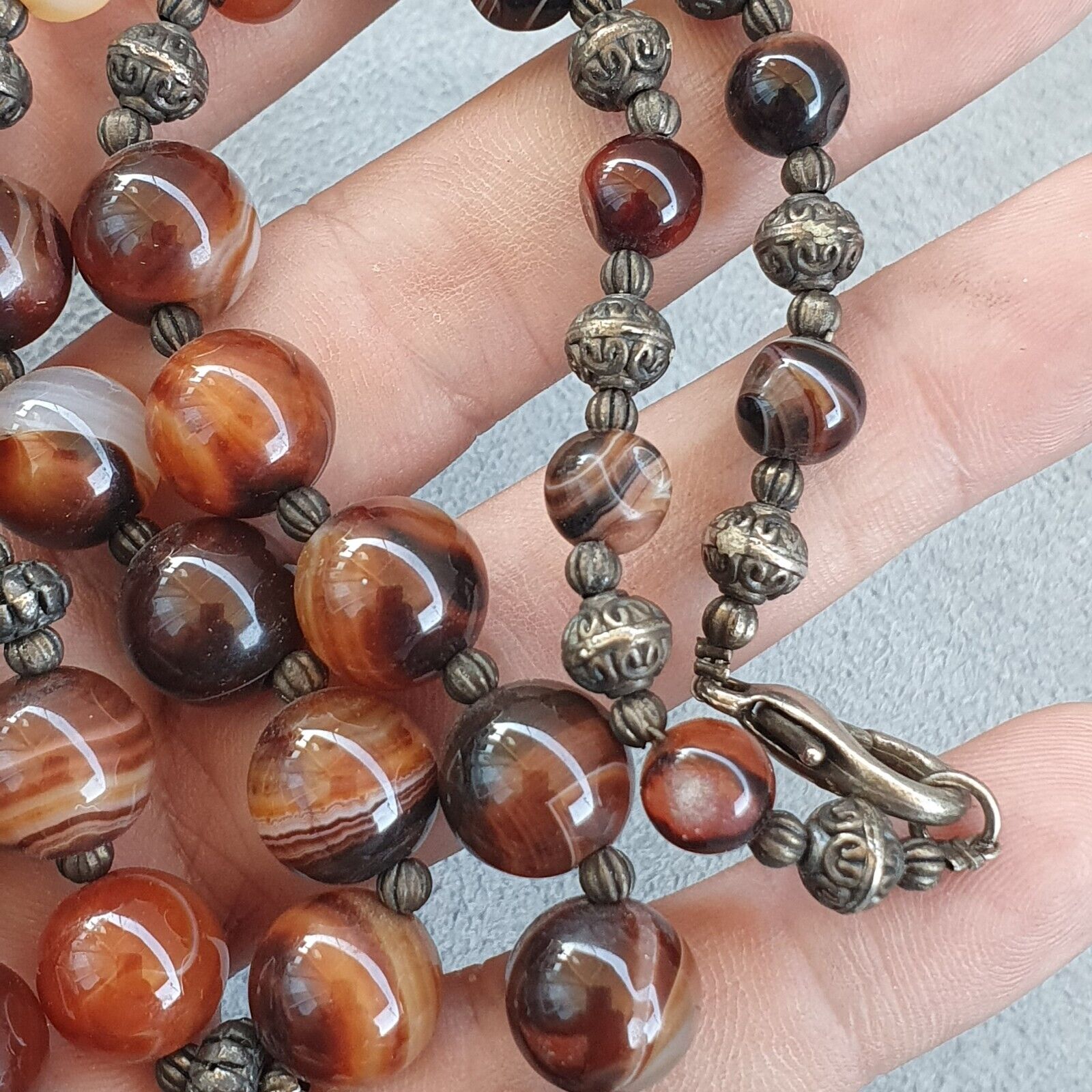 Beautiful Old Tibetan Nepalese Agate beads Antique Jewelry Necklace
