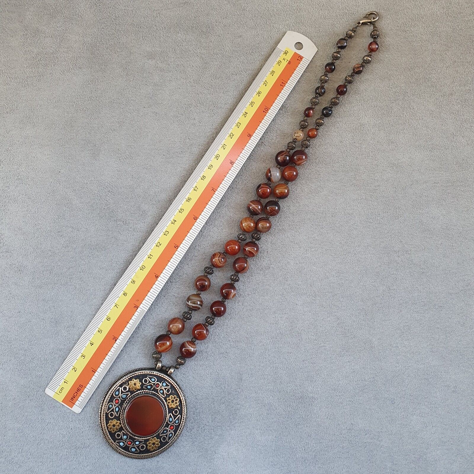 Beautiful Old Tibetan Nepalese Agate beads Antique Jewelry Necklace