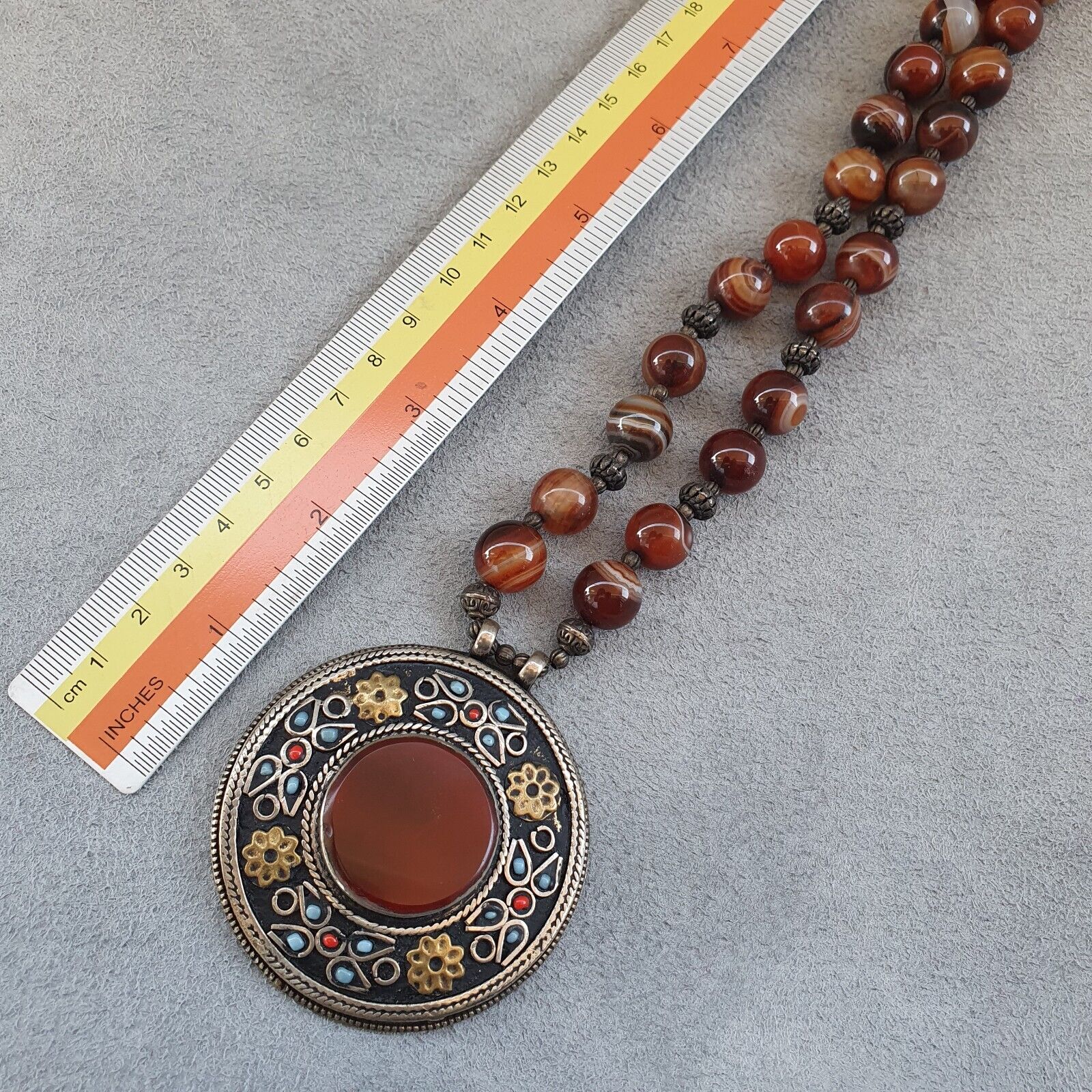 Beautiful Old Tibetan Nepalese Agate beads Antique Jewelry Necklace