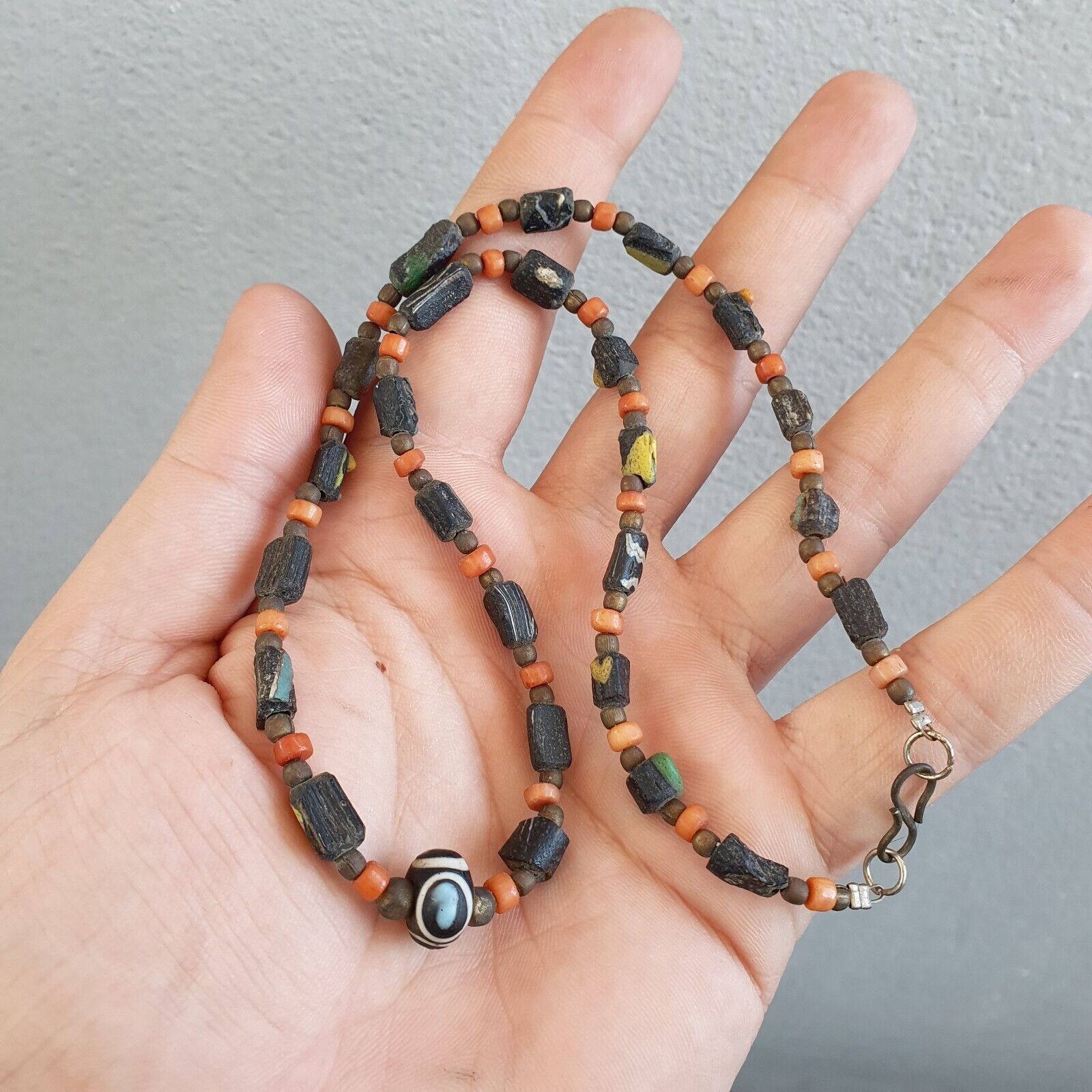 Antique Roman Era glass Beads Strand Necklace #G1