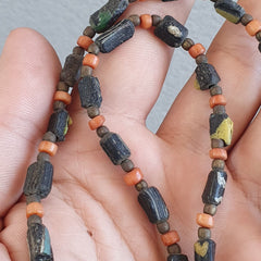 Antique Roman Era glass Beads Strand Necklace #G1
