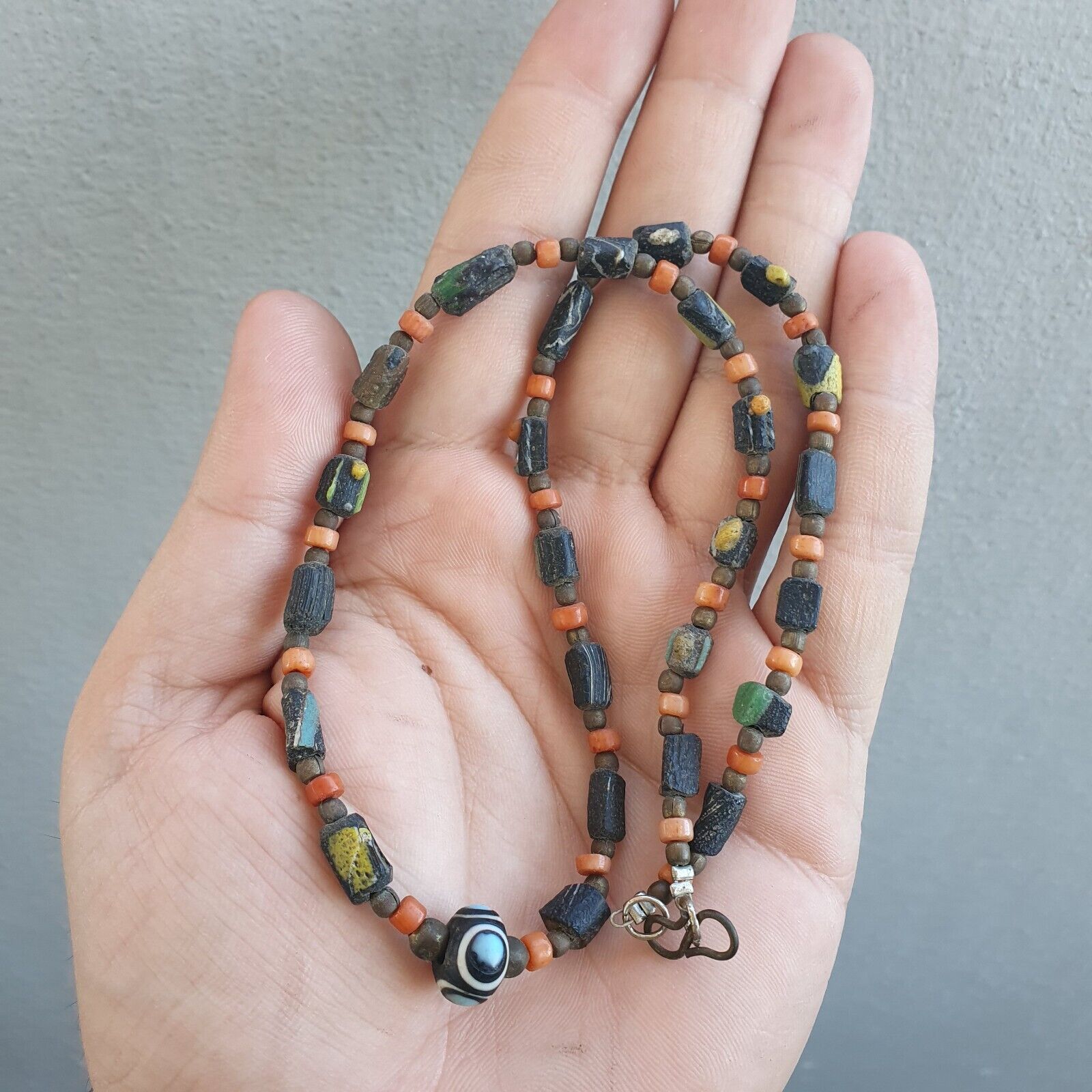 Antique Roman Era glass Beads Strand Necklace #G1