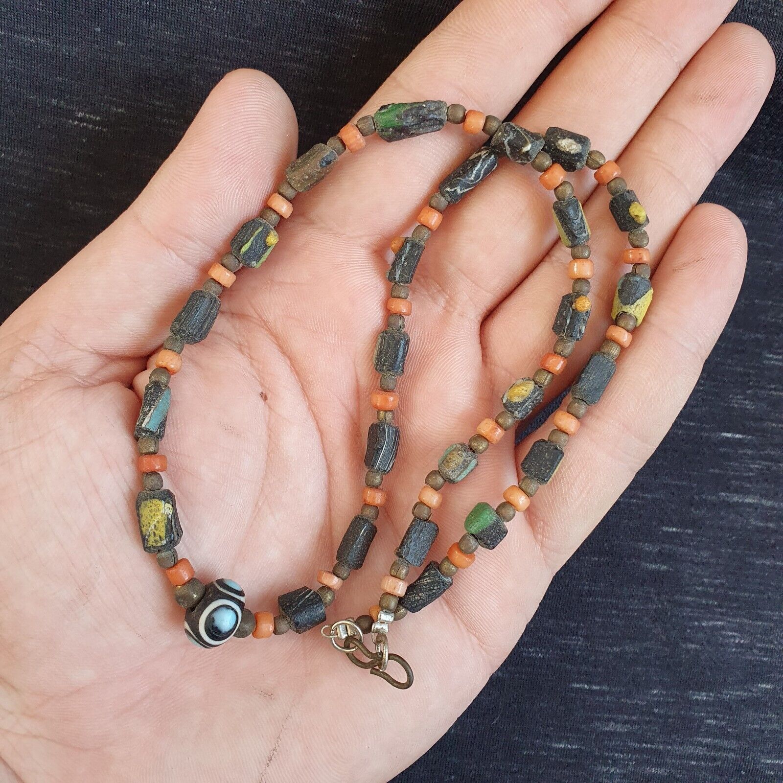 Antique Roman Era glass Beads Strand Necklace #G1