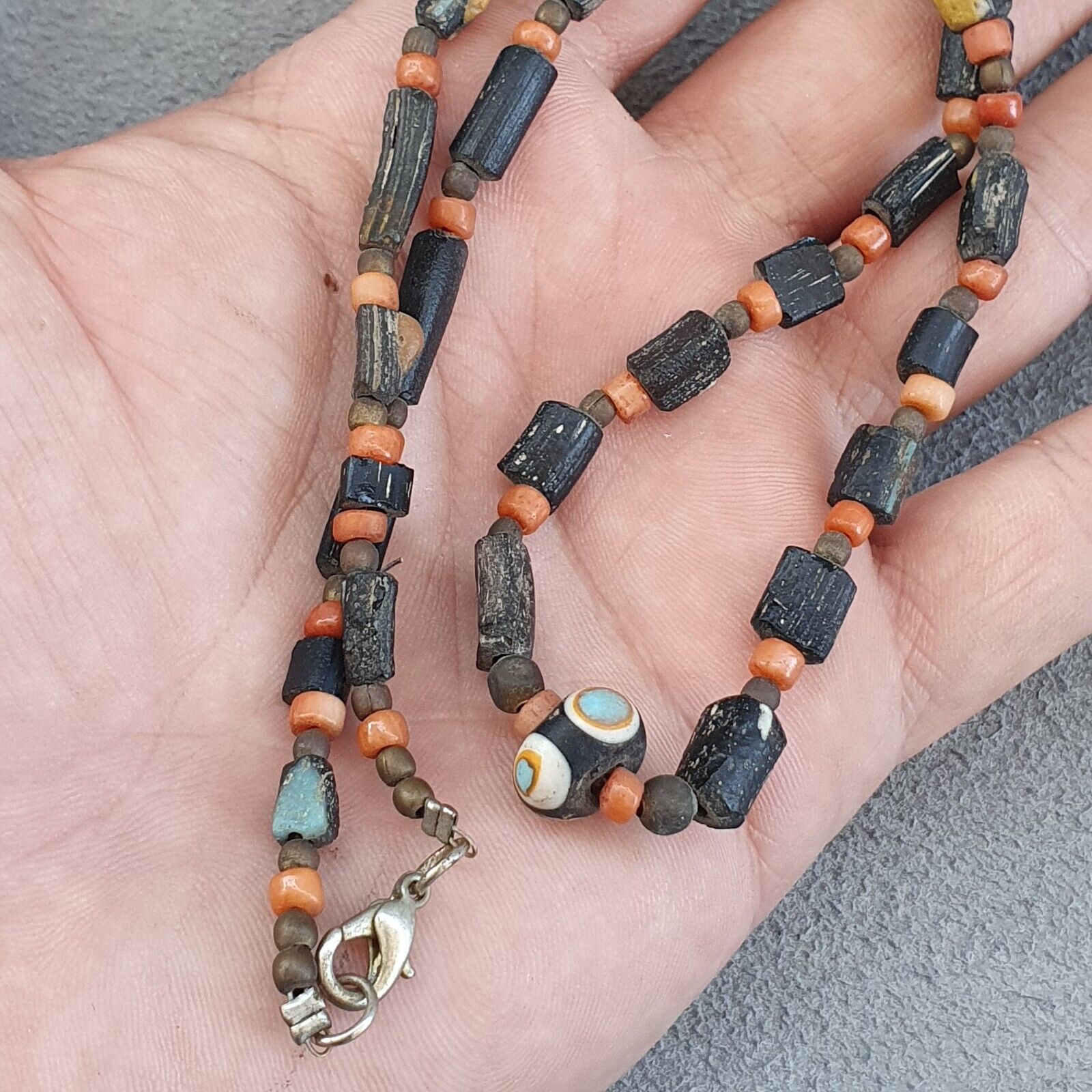 Antique Roman Era glass Beads Strand Necklace #G2