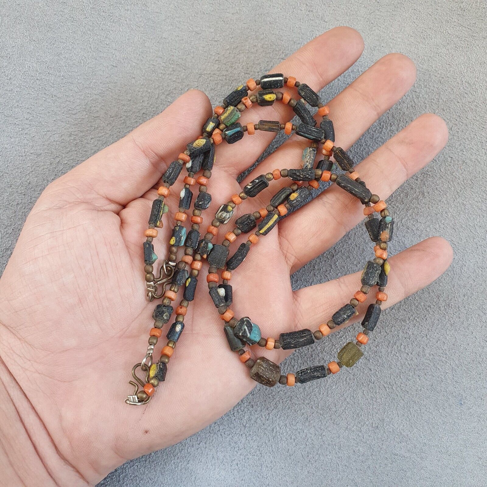 Lot 2 Antique Roman Era glass Beads Strand Necklace #G4