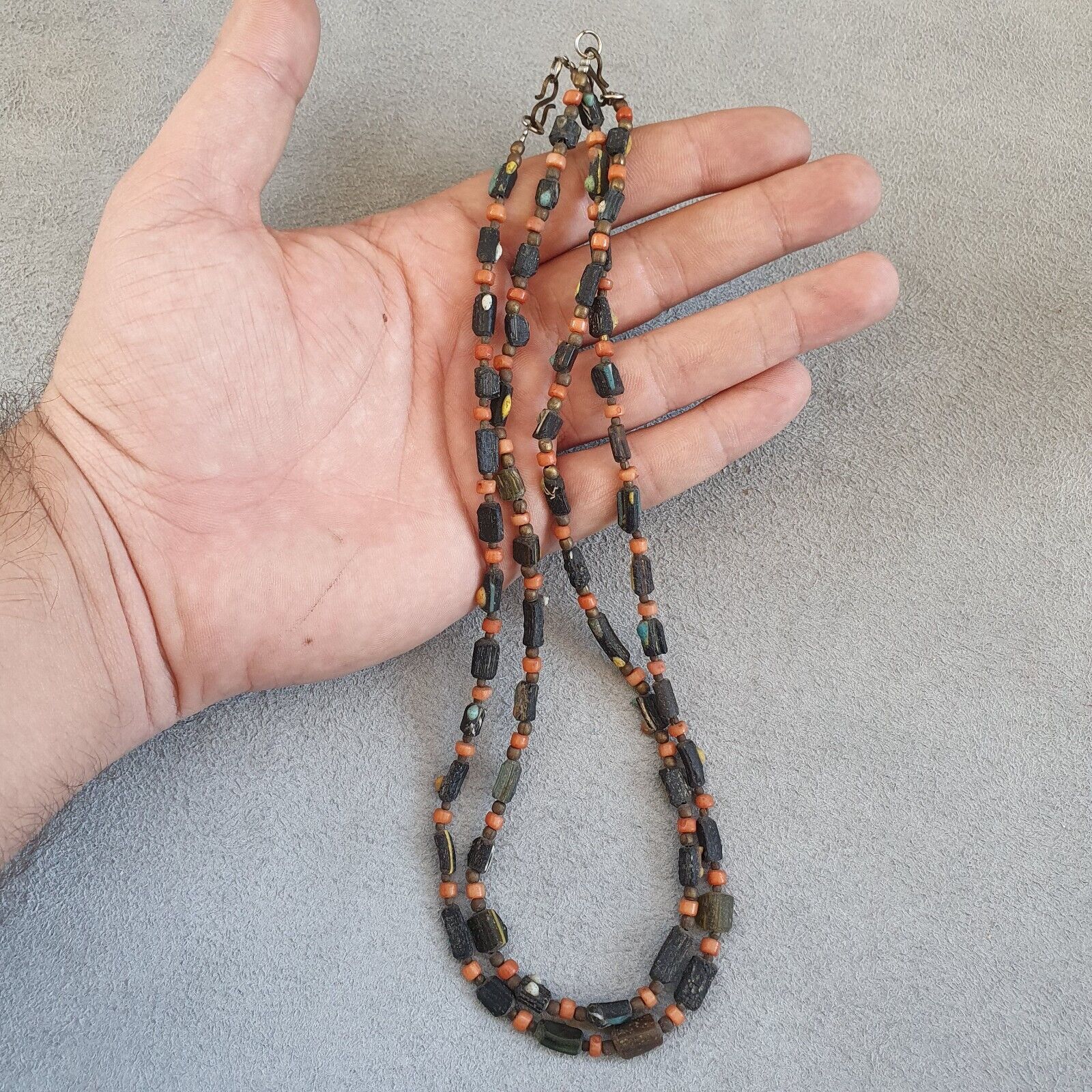 Lot 2 Antique Roman Era glass Beads Strand Necklace #G4