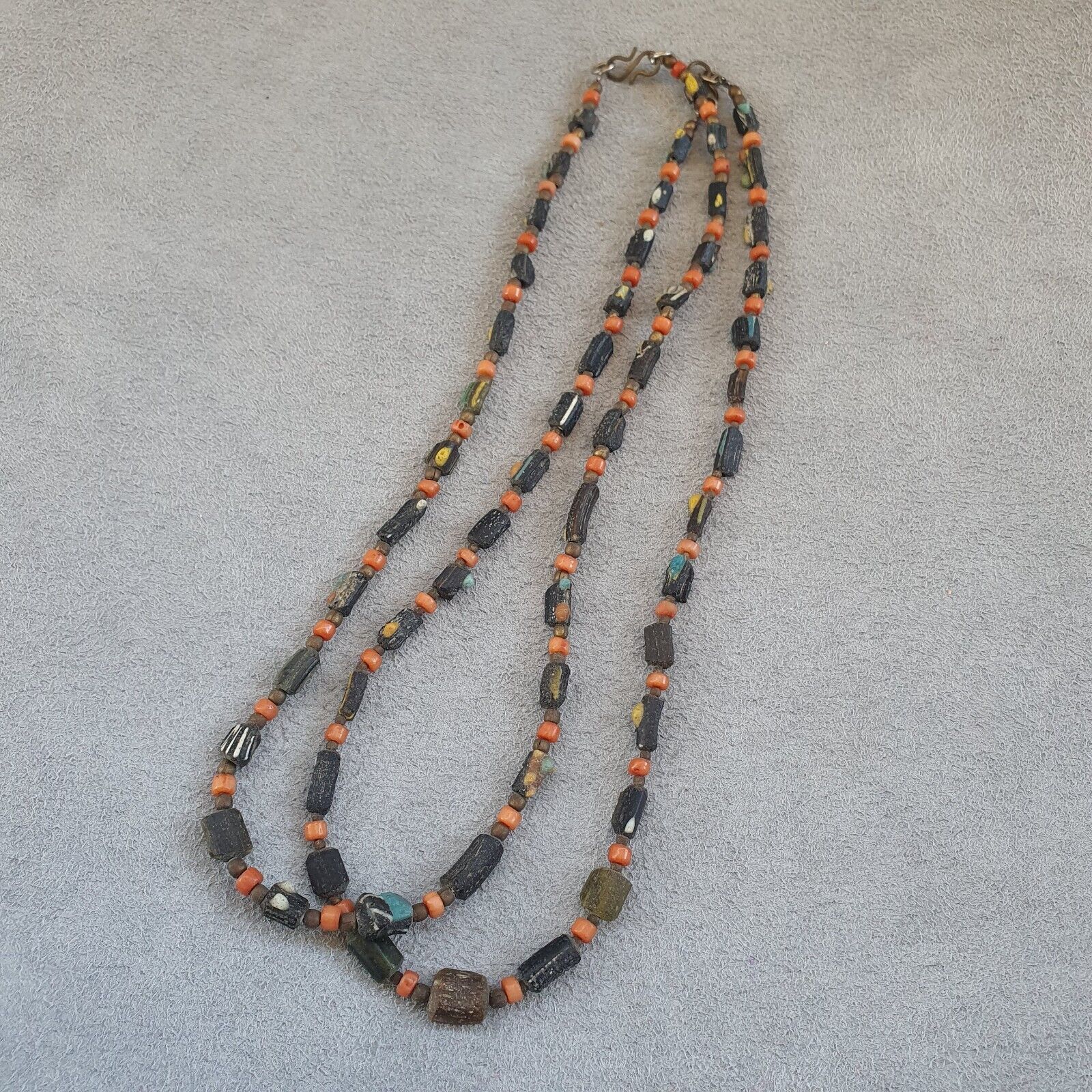 Lot 2 Antique Roman Era glass Beads Strand Necklace #G4