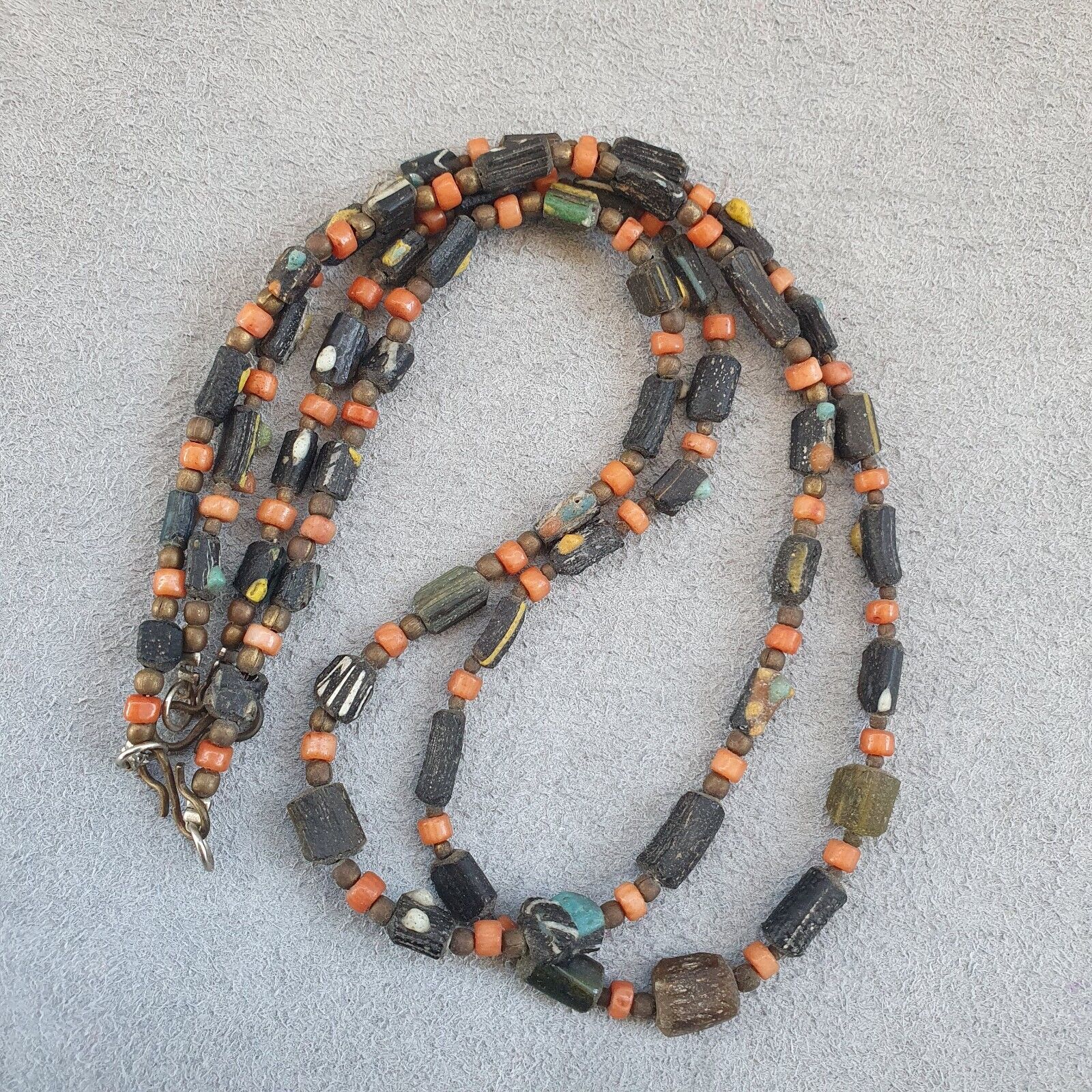 Lot 2 Antique Roman Era glass Beads Strand Necklace #G4