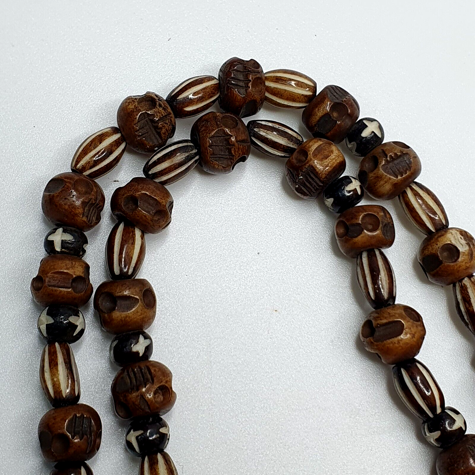 Antique Vintage Himalayan Carving Agate Pendant Yak Bone Beads