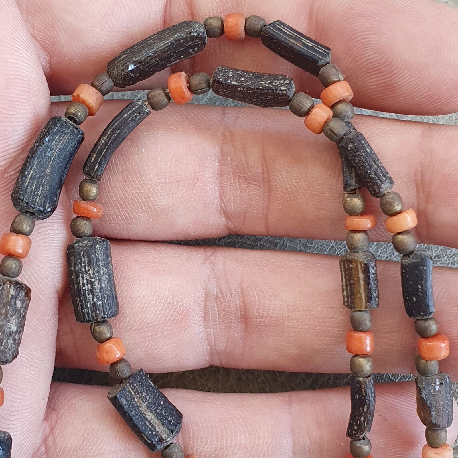 Antique Roman Era glass Beads Strand Necklace #G3