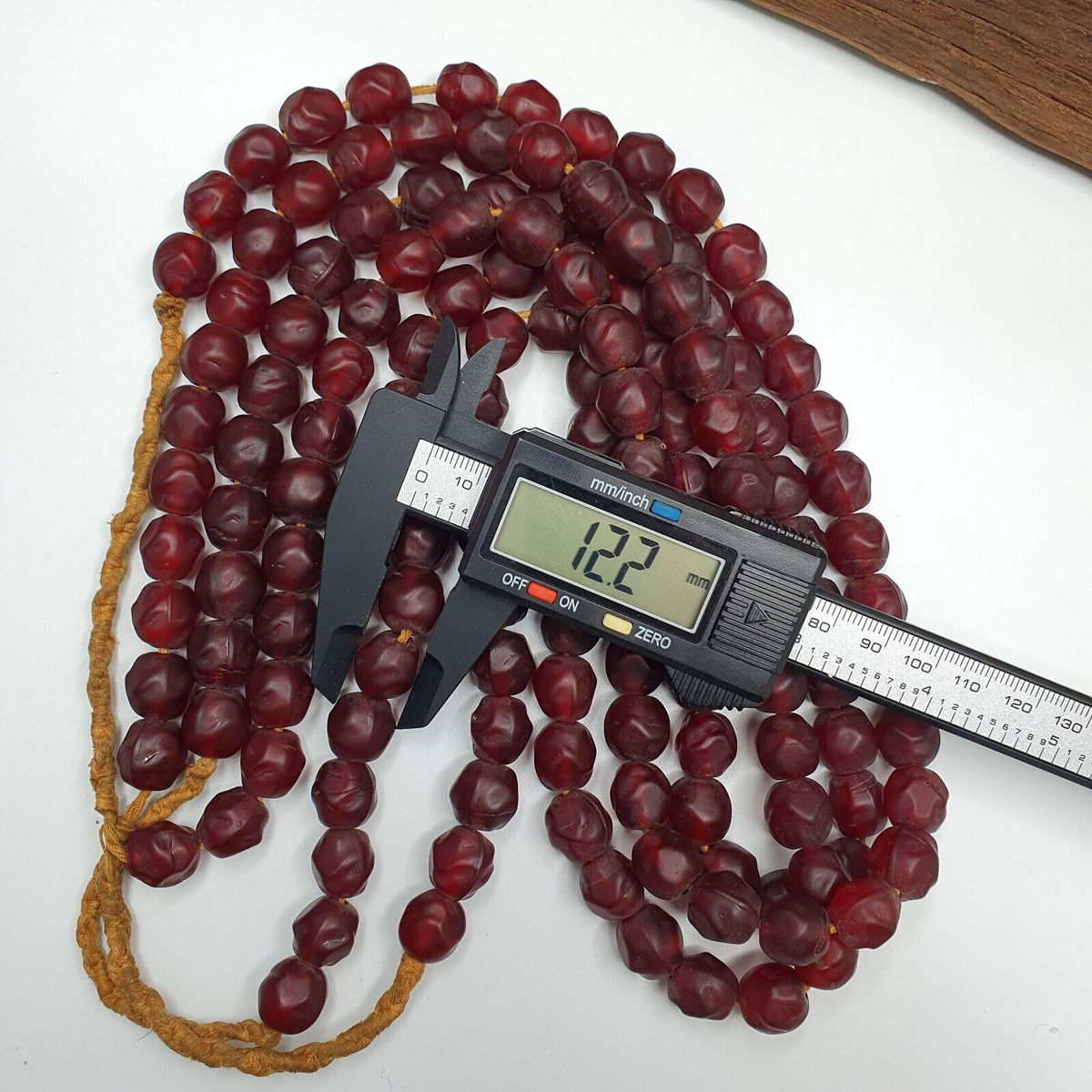 African Trade Beads Vintage Cherry Red Beads Long Strand 12-12.5mm