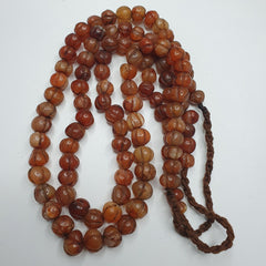 2 Vintage Himalayan Tibetan Carnelian Agate Melon Shape Beads Necklaces #12
